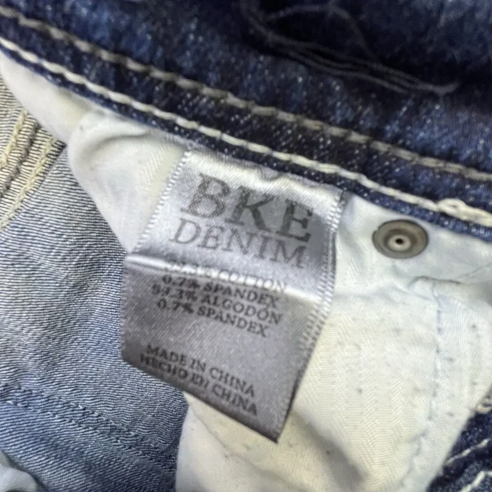 BKE Conner Bootcut Jeans Youth Size 14 Blue Denim Embroidered Whiskering